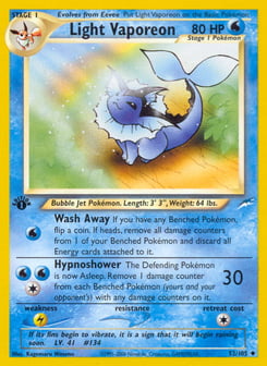 1st Edition Light Vaporeon 52/105, Neo Destiny