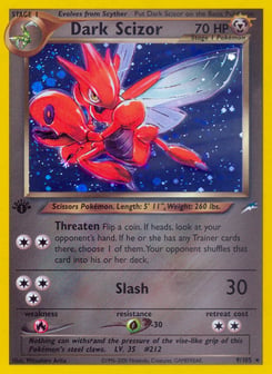 1st Edition Dark Scizor 9/105, Neo Destiny