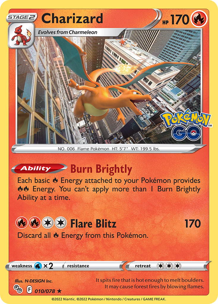 Charizard 10/78, Pokémon GO Pokémon card