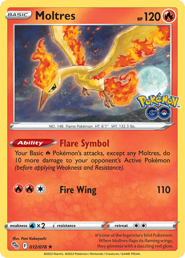 Moltres 12/78 from Pokémon GO