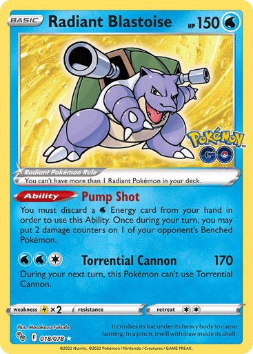 Radiant Blastoise 18/78 from Pokémon GO