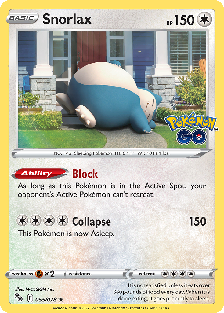 Snorlax 55/78, Pokémon GO Pokémon card