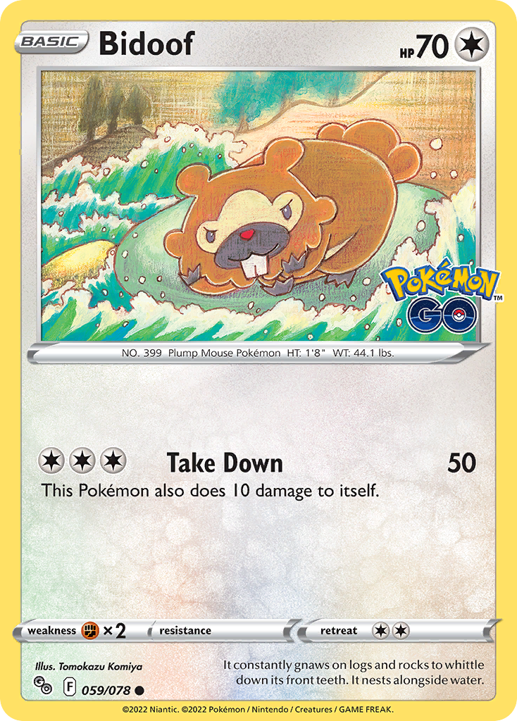 Bidoof 59/78, Pokémon GO Pokémon card