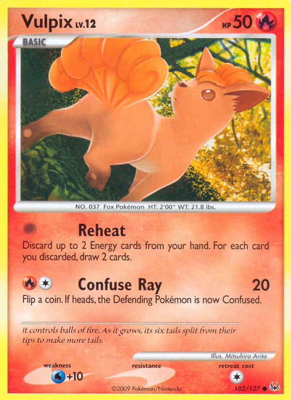Vulpix 102/127, Platinum Pokémon card