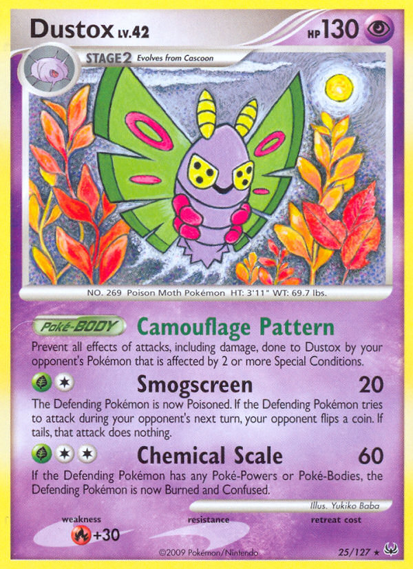 Dustox 25/127, Platinum Pokémon card