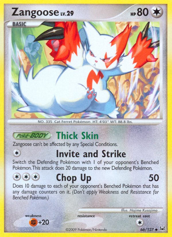 Zangoose 66/127, Platinum Pokémon card