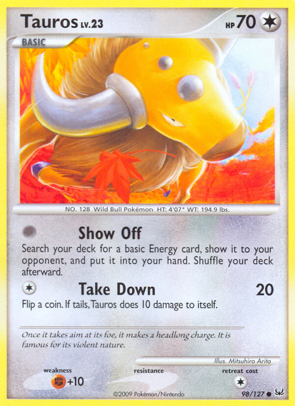 Tauros 98/127, Platinum Pokémon card