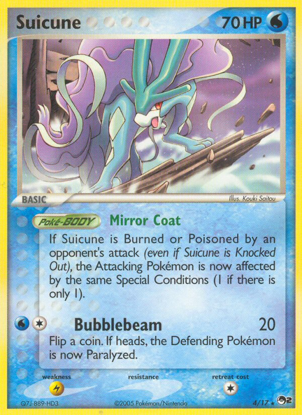 Suicune 4/17, POP Series 2 Pokémon card