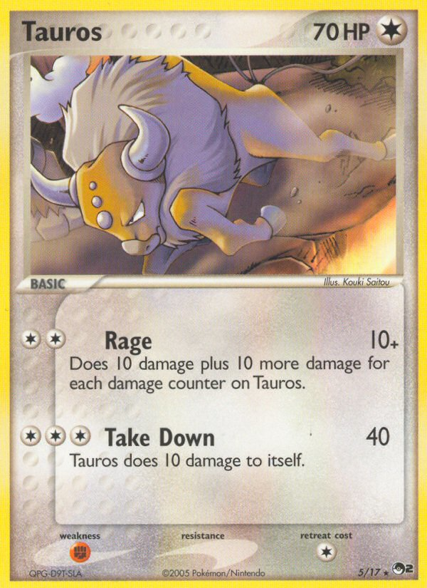 Tauros 5/17, POP Series 2 Pokémon card