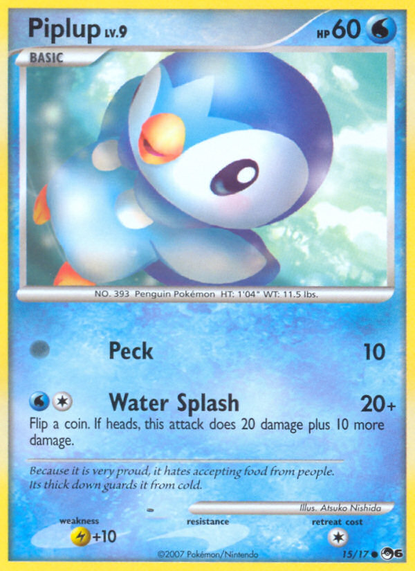Piplup 15/17, POP Series 6 Pokémon card