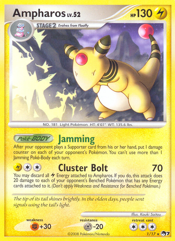 Ampharos 1/17, POP Series 7 Pokémon card