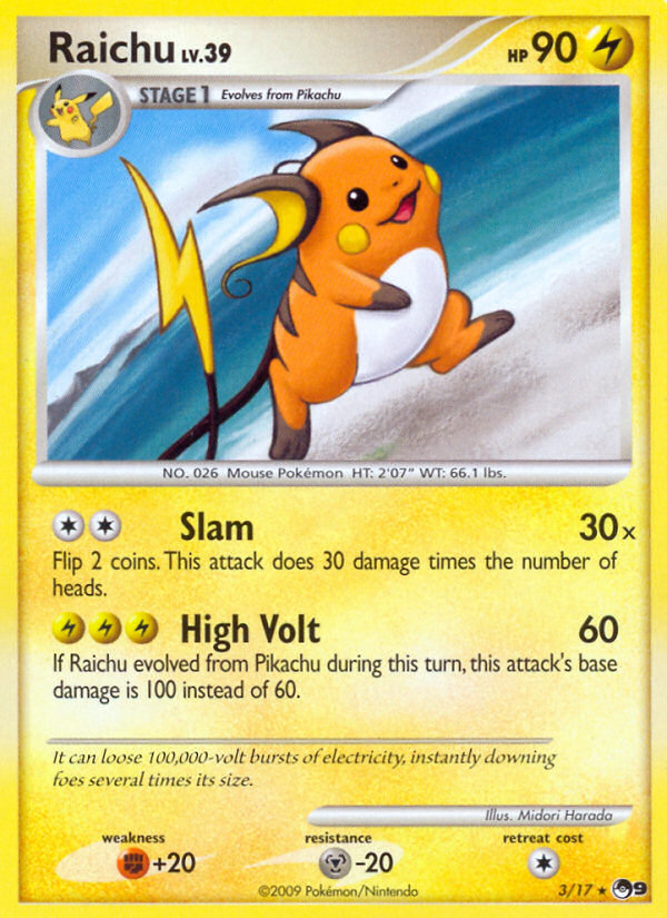 Raichu 3/17, POP Series 9 Pokémon card