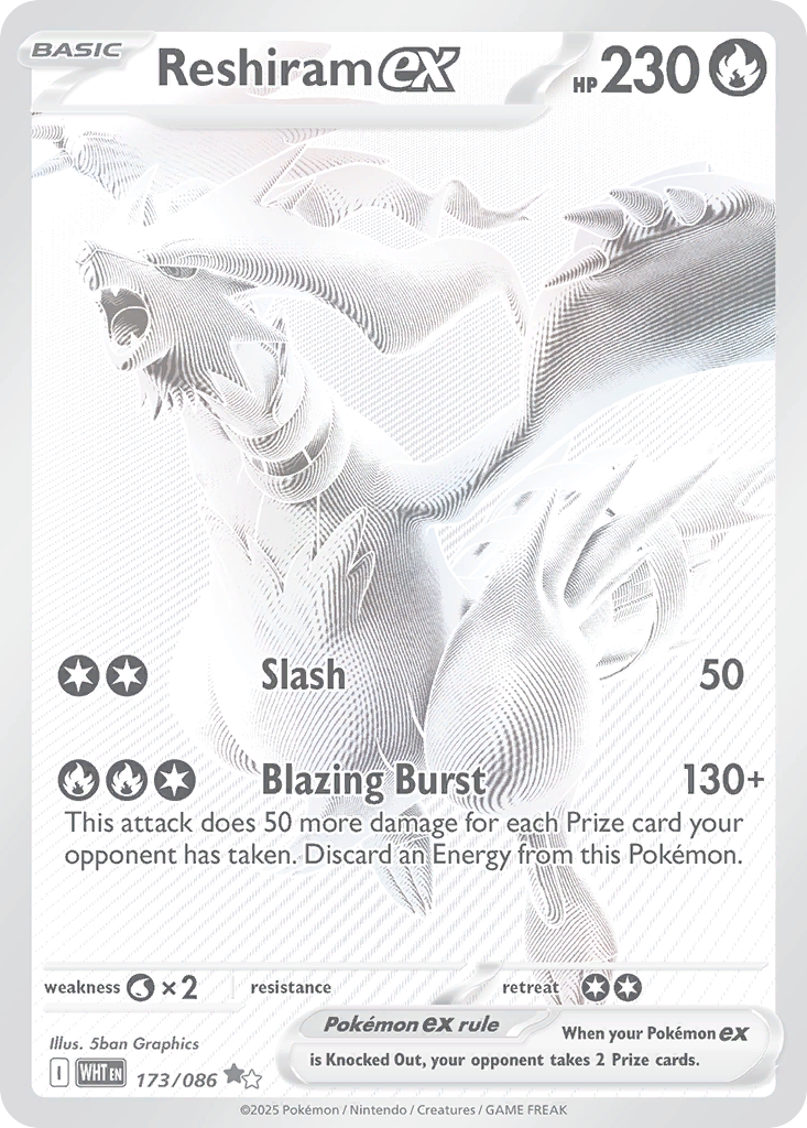 Reshiram ex 173/86, White Flare Pokémon card