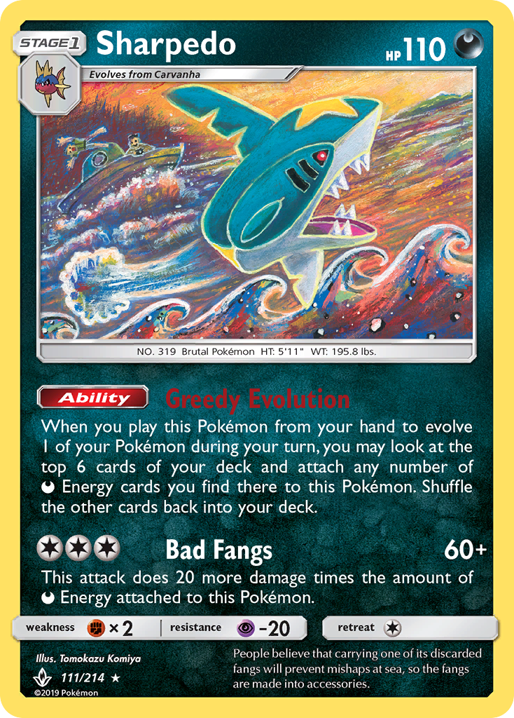 Sharpedo 111/214, Unbroken Bonds Pokémon card