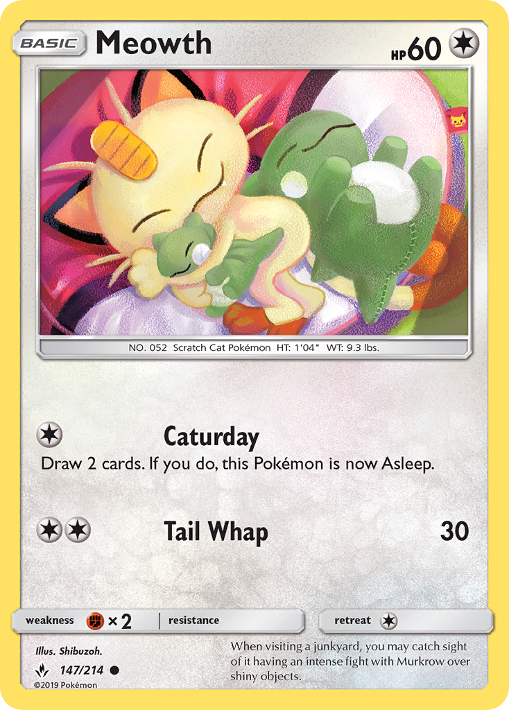 Meowth 147/214, Unbroken Bonds Pokémon card