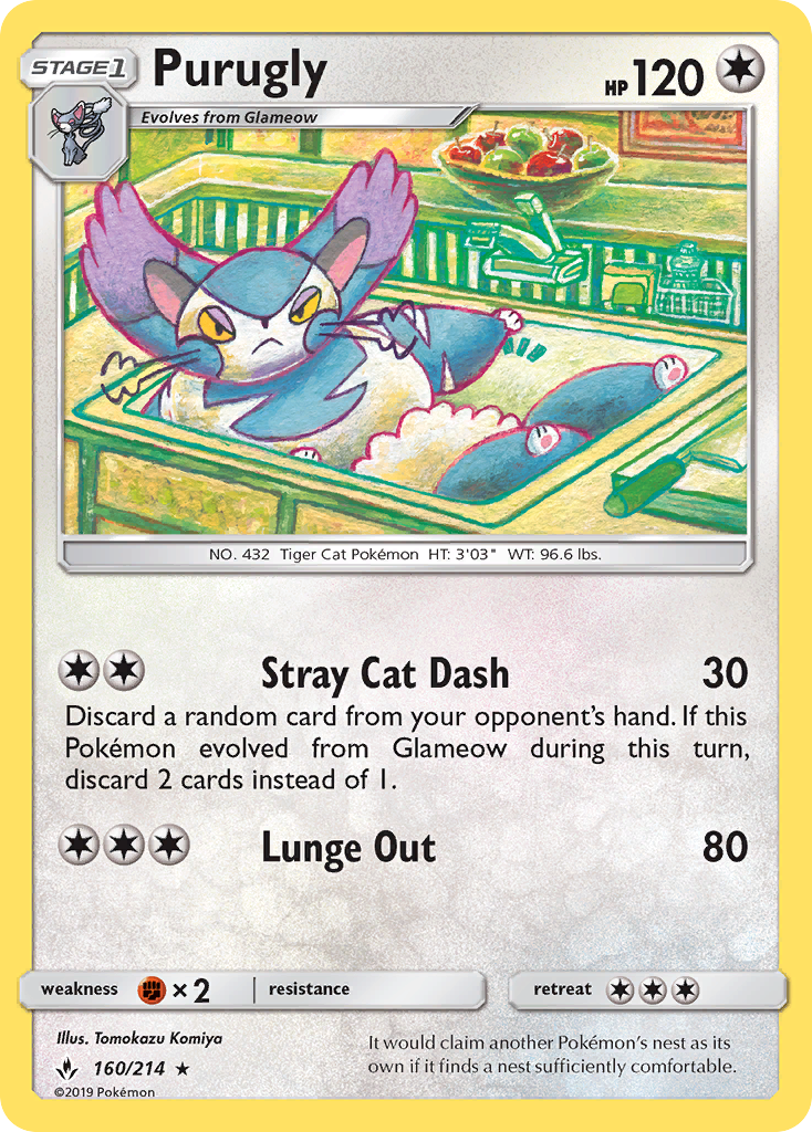 Purugly 160/214, Unbroken Bonds Pokémon card