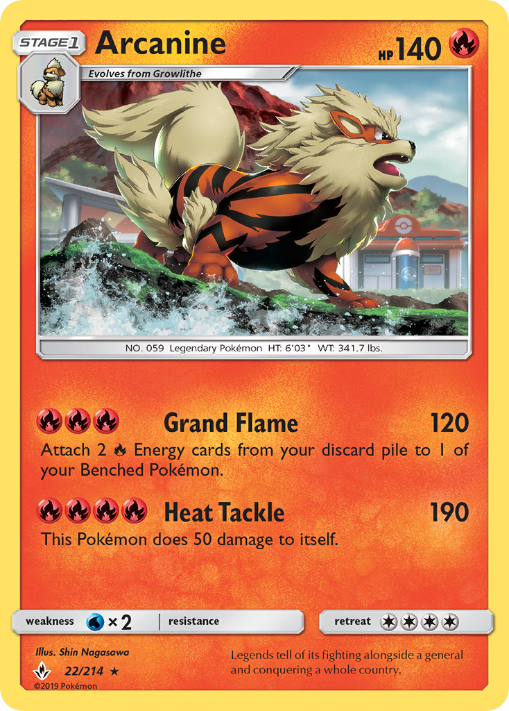 Arcanine 22/214, Unbroken Bonds Pokémon card