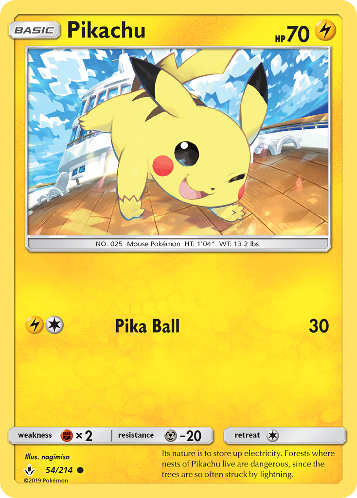 Pikachu 54/214, Unbroken Bonds Pokémon card