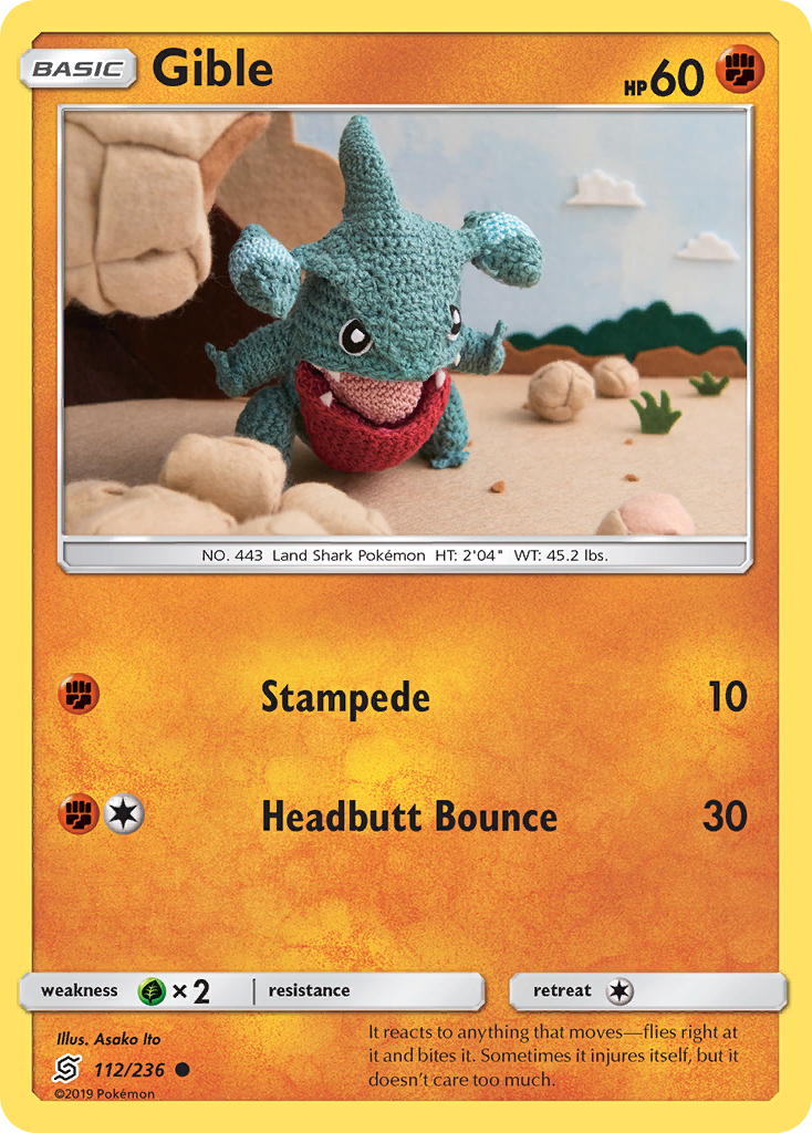 Gible 112/236, Unified Minds Pokémon card