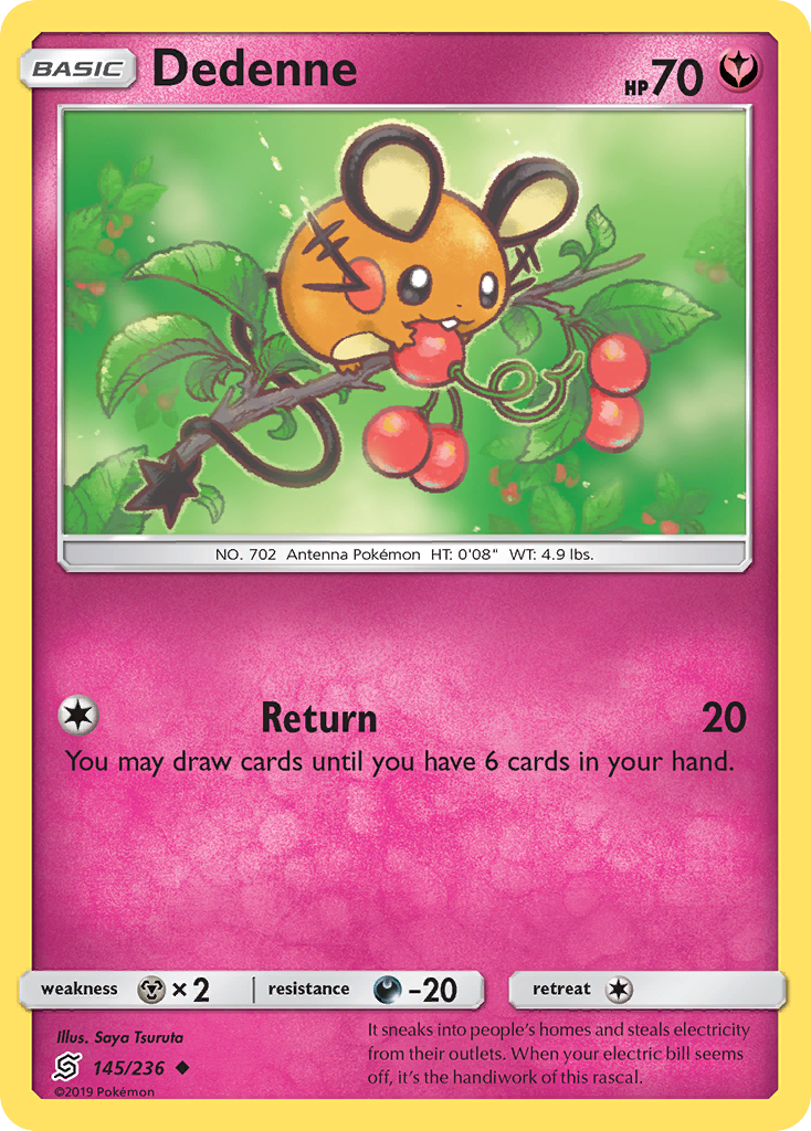 Dedenne 145/236, Unified Minds Pokémon card