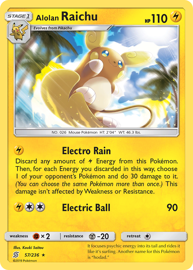 Alolan Raichu 57/236, Unified Minds Pokémon card