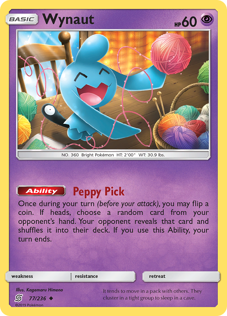 Wynaut 77/236, Unified Minds Pokémon card