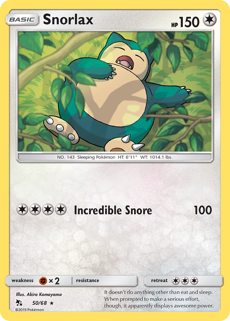 Snorlax 50/68, Hidden Fates Pokémon card