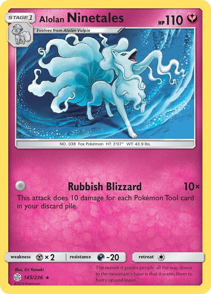 Alolan Ninetales 145/236, Cosmic Eclipse Pokémon card