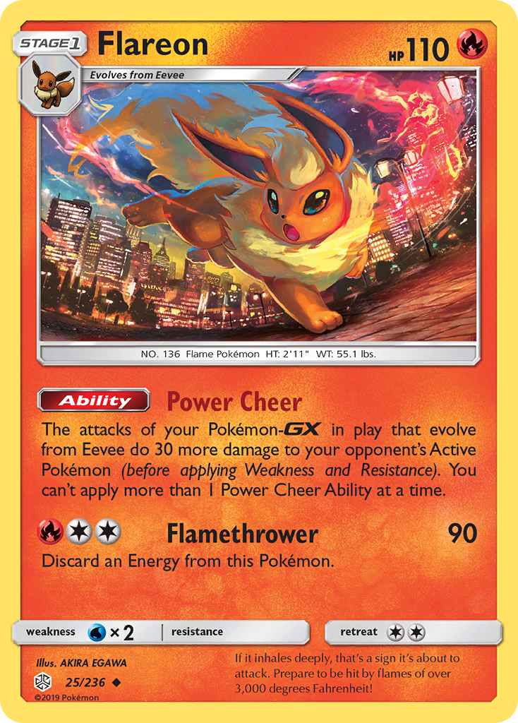 Flareon 25/236, Cosmic Eclipse Pokémon card