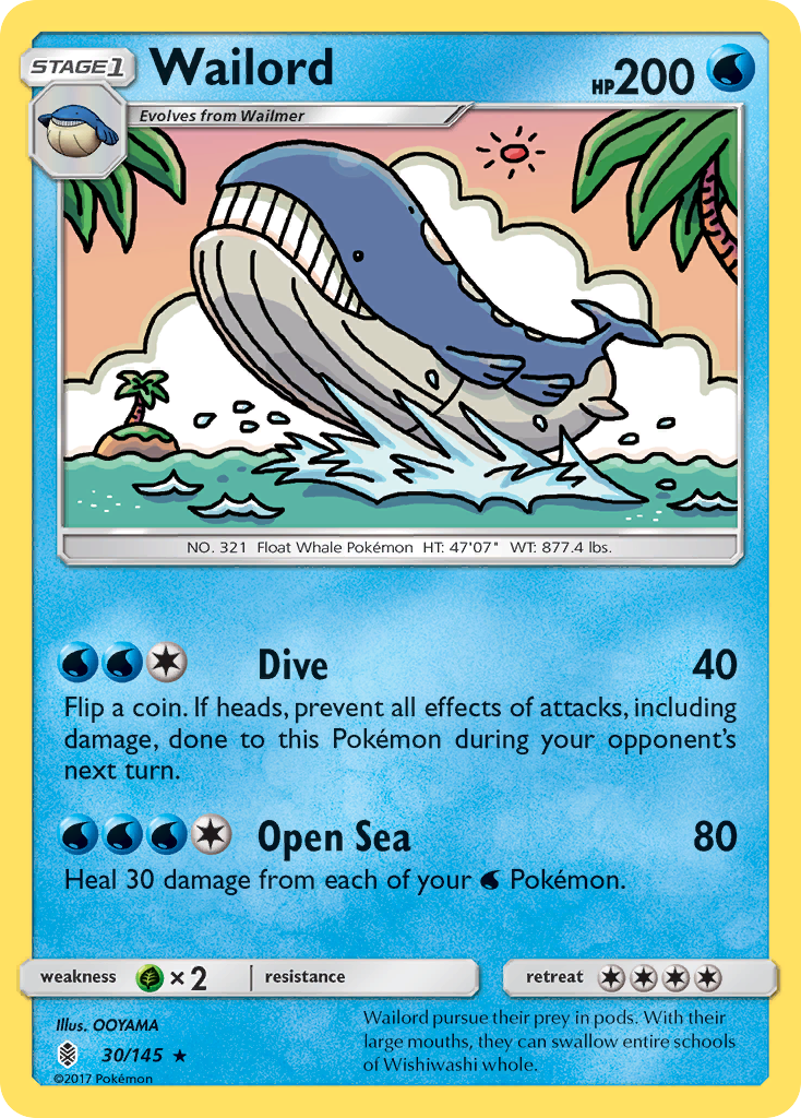 Wailord 30/145, Guardians Rising Pokémon card