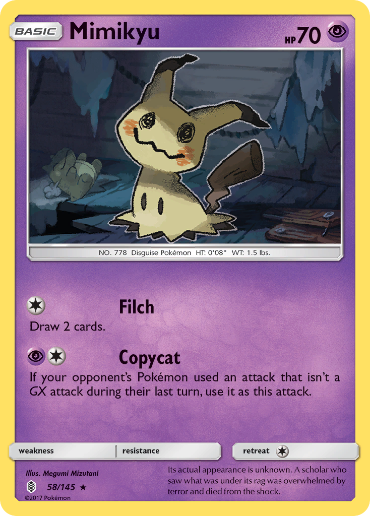 Mimikyu 58/145, Guardians Rising Pokémon card