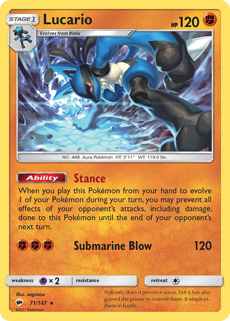 Lucario 71/147, Burning Shadows Pokémon card