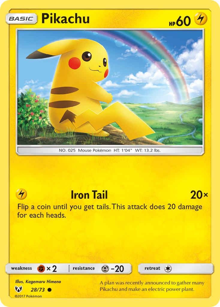 Pikachu 28/73, Shining Legends Pokémon card