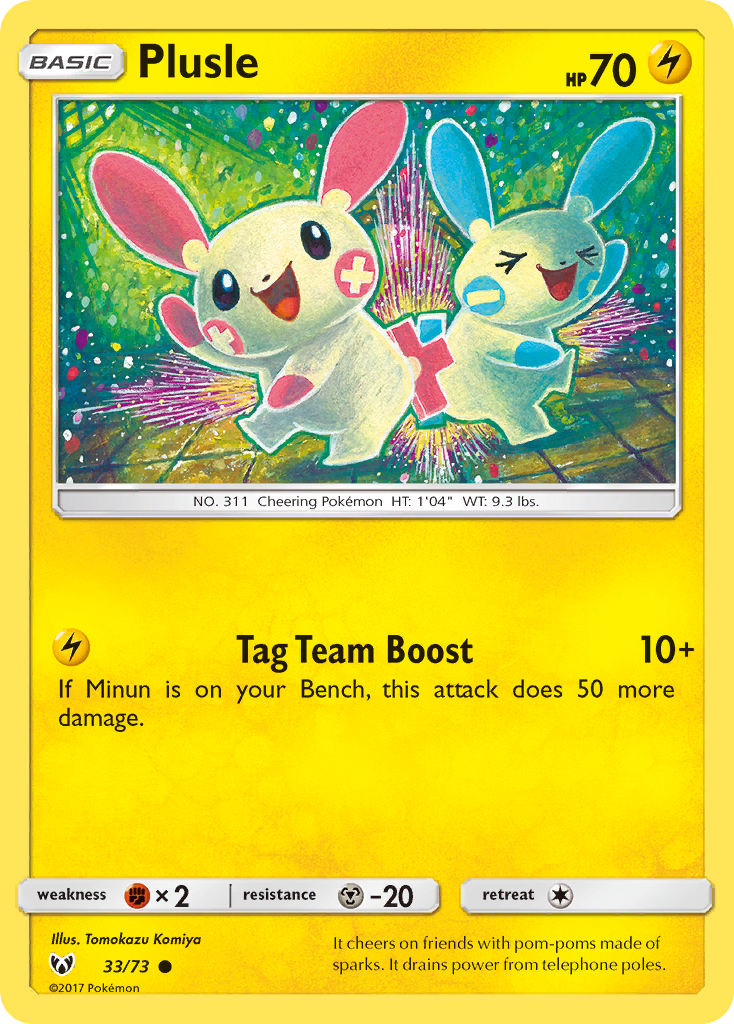 Plusle 33/73, Shining Legends Pokémon card