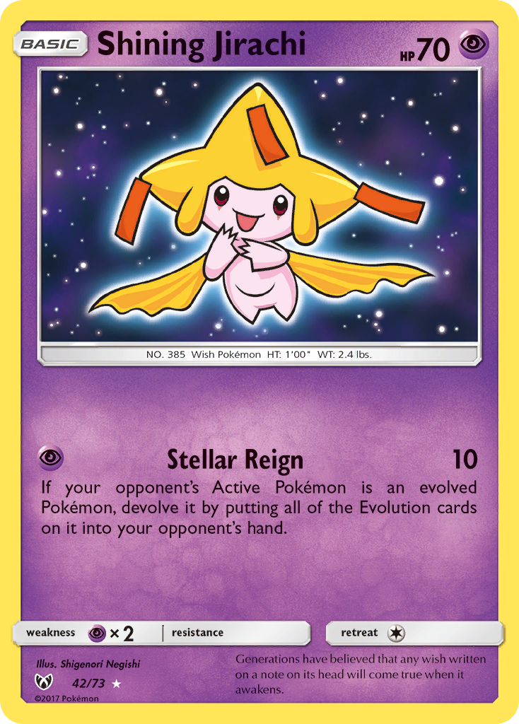 Shining Jirachi 42/73, Shining Legends Pokémon card