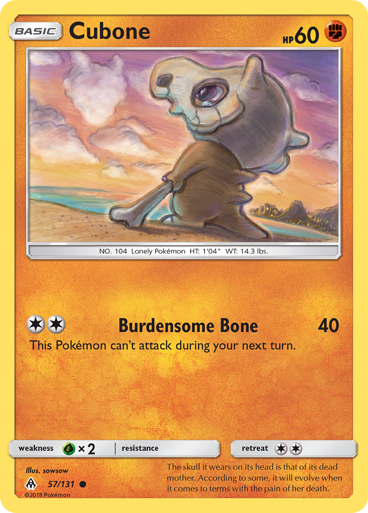 Cubone 57/131, Forbidden Light Pokémon card