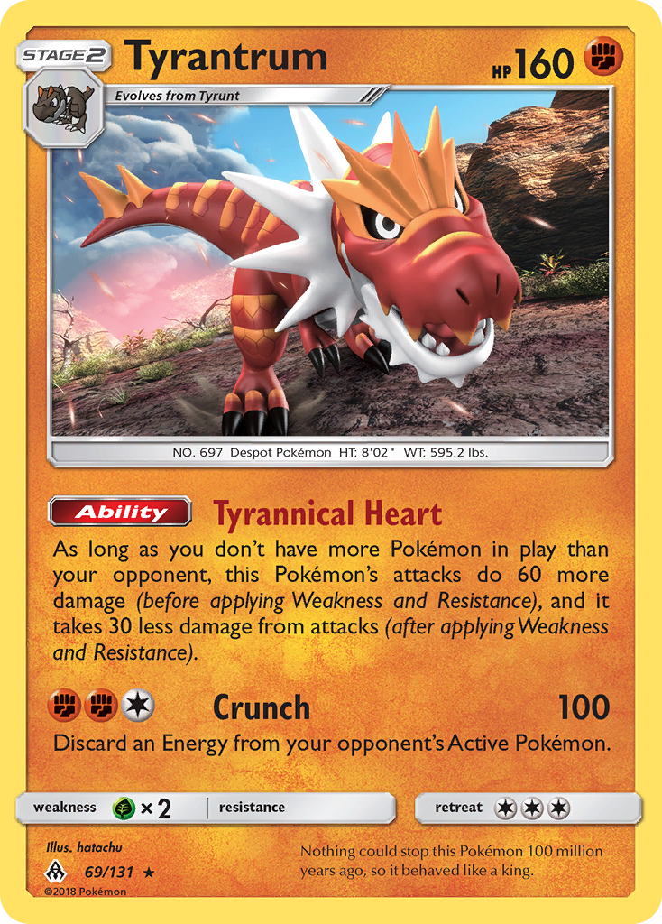 Tyrantrum 69/131, Forbidden Light Pokémon card