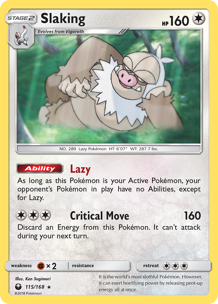 Slaking 115/168, Celestial Storm Pokémon card