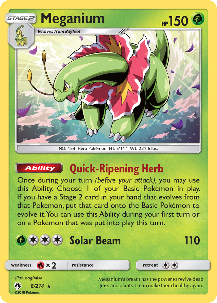 Meganium 8/214, Lost Thunder Pokémon card