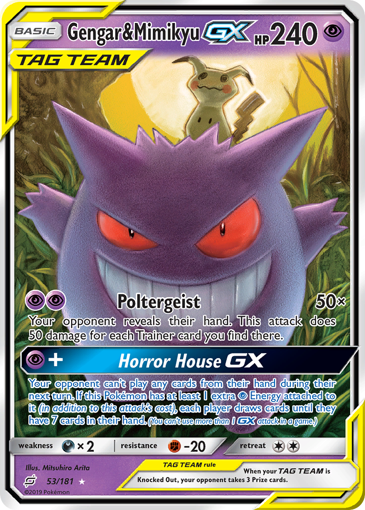 Gengar & Mimikyu-GX 53/181, Team Up Pokémon card