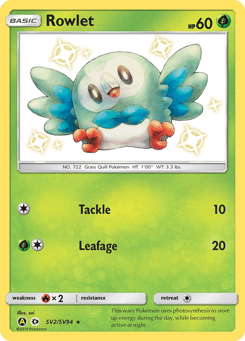 Rowlet SV2, Hidden Fates Shiny Vault