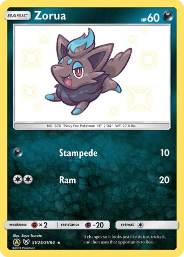 Zorua SV25 from Hidden Fates Shiny Vault