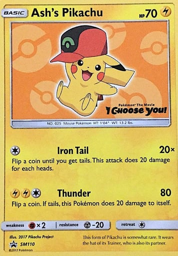 Ash's Pikachu SM110 from SM Black Star Promos