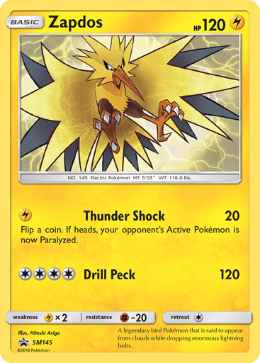 Zapdos SM145 from SM Black Star Promos
