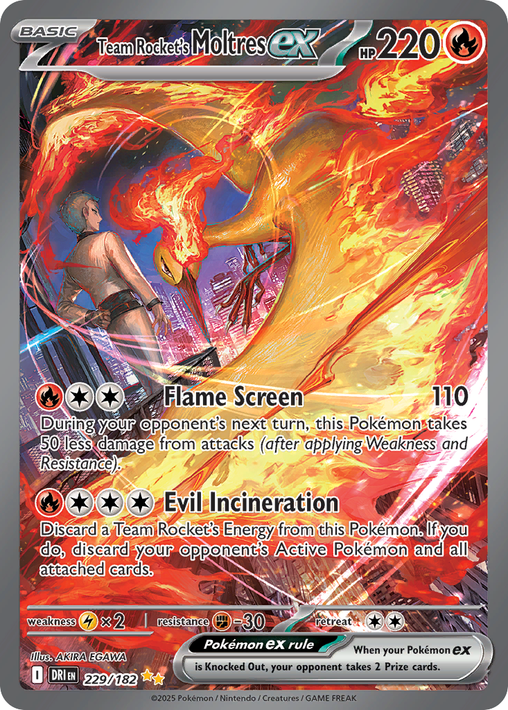 Team Rocket's Moltres ex 229/182, Destined Rivals Pokémon card