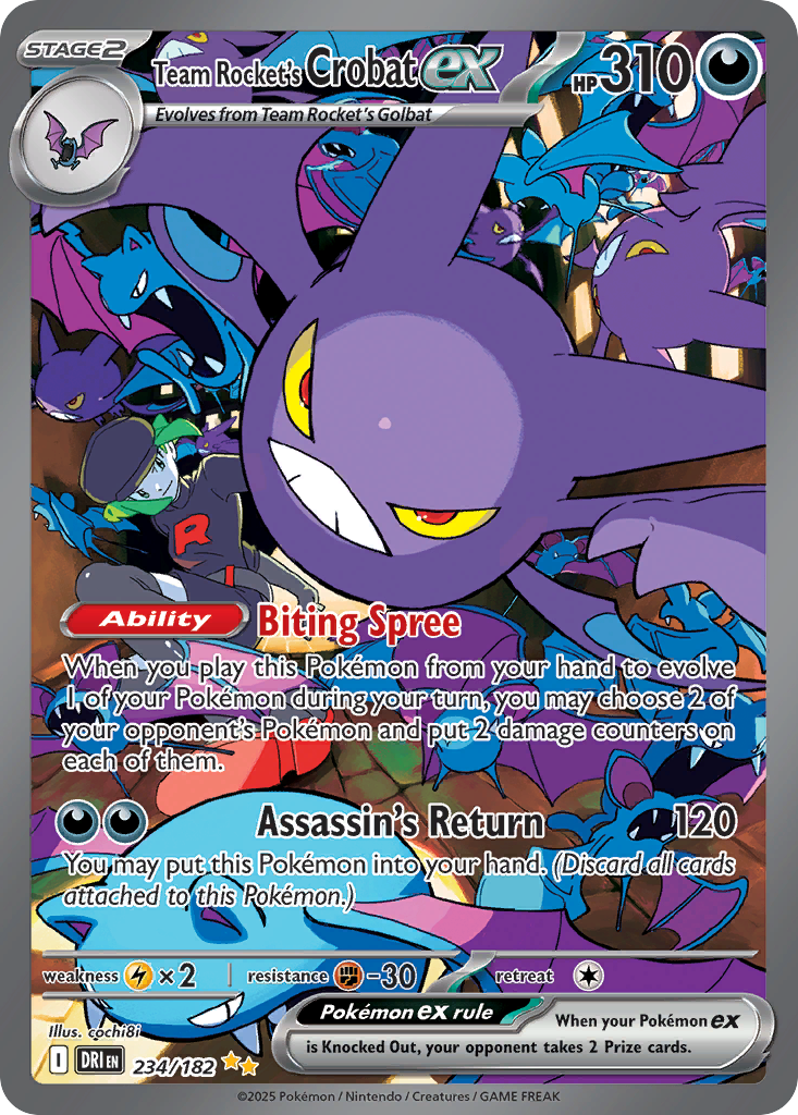 Team Rocket's Crobat ex 234/182, Destined Rivals Pokémon card