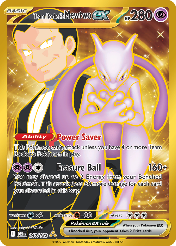 Team Rocket's Mewtwo ex 240/182, Destined Rivals Pokémon card