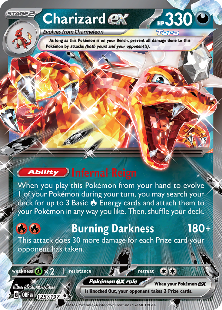 Charizard ex 125/197, Obsidian Flames Pokémon card