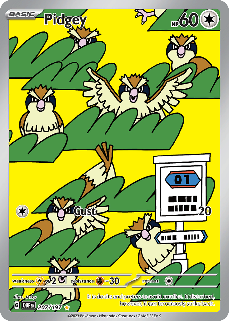 Pidgey 207/197, Obsidian Flames Pokémon card