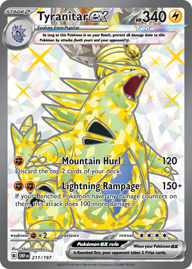 Tyranitar ex 211/197, Obsidian Flames Pokémon card